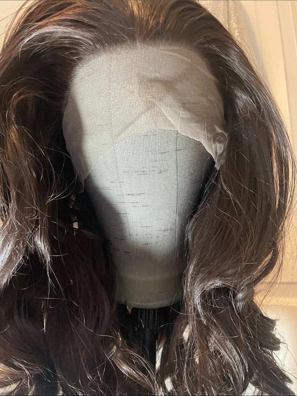 Lace Front Women's Long Wavy Wig - Dark Brown